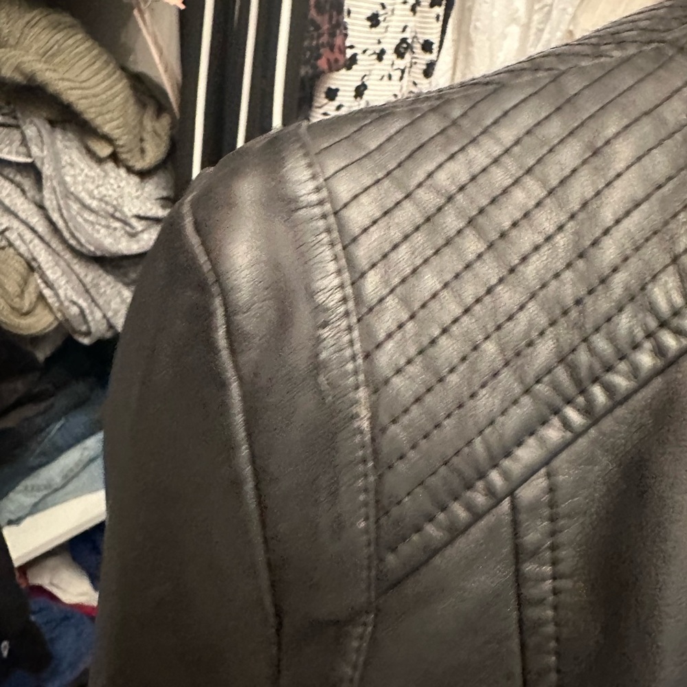 Women's Black Leather Jacket - Picture 3 of 5